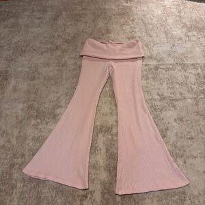 Girls Derek Heart Light Pink Ribbed Flare Pants - Medium - Cashmere-like - Kids